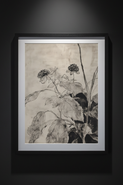 Sunflowers in Ink, art print