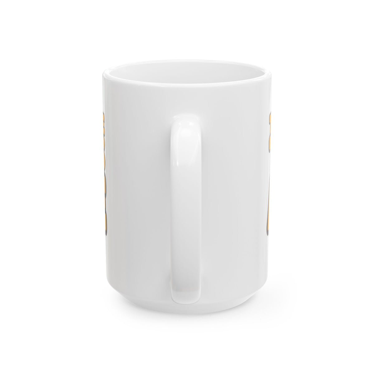 Funny coffee mug printed with "THAT WAS NOT RUDE THAT WAS ACCURATE", 15 oz size, back view showing the handle