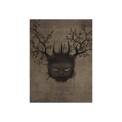 The Antlered Silence | Surreal Gothic Fine Art Poster fine art poster mockup displayed in an interior setting.