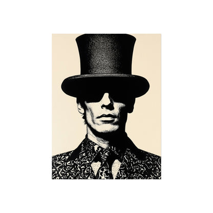 The Black Hat monochrome man in top hat fine art print