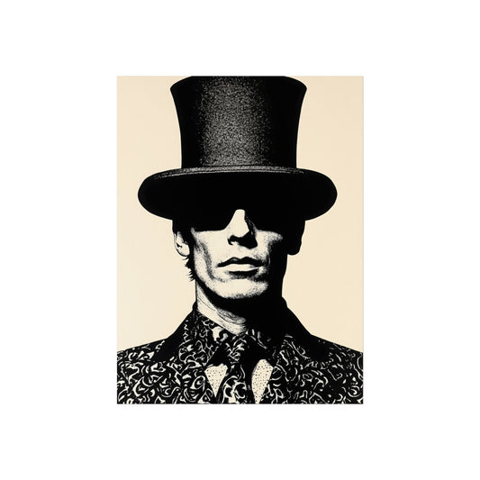 The Black Hat monochrome man in top hat fine art print