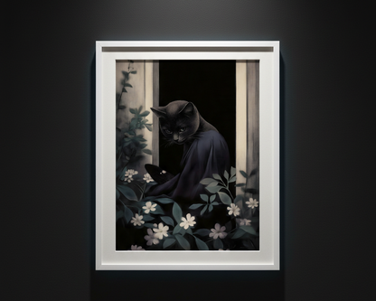 The Cat in the Garden Door, art print