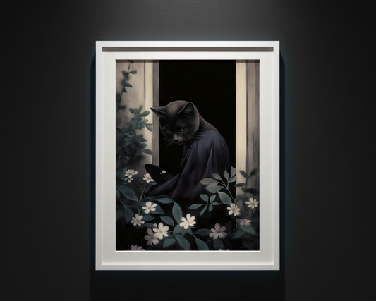 The Cat in the Garden Door, art print