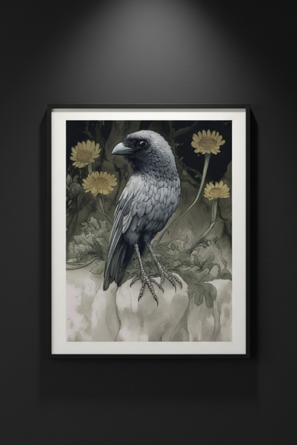 The Crow's Almanac | Gothic Wildlife Fine Art Paper Print artwork image