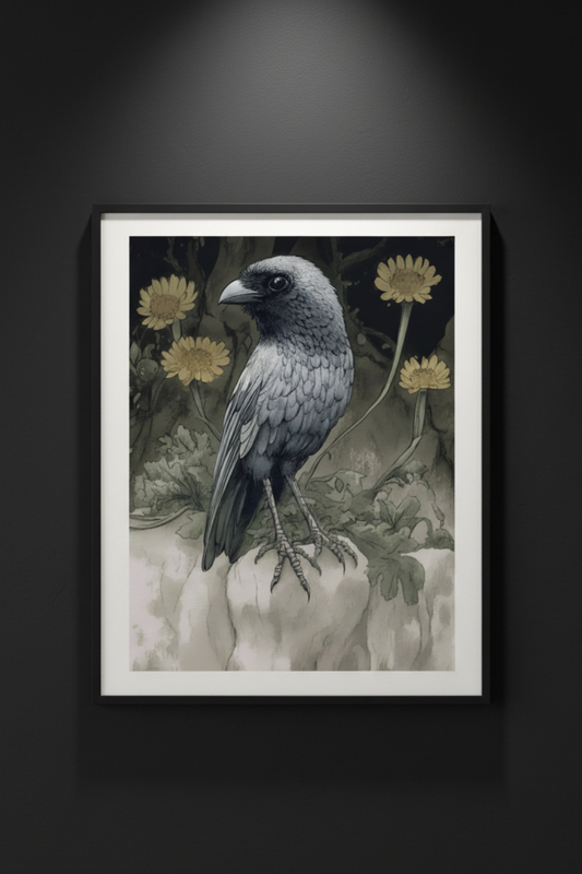 The Crow's Almanac | Gothic Wildlife Fine Art Paper Print artwork image