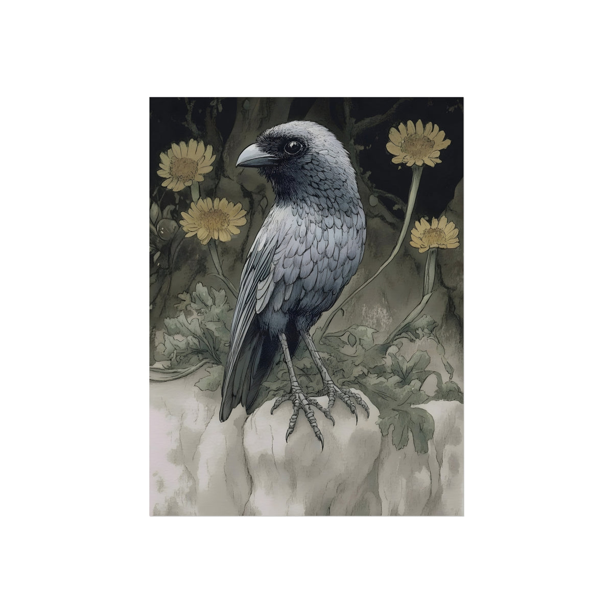 The Crow's Almanac | Gothic Wildlife Fine Art Paper Print artwork