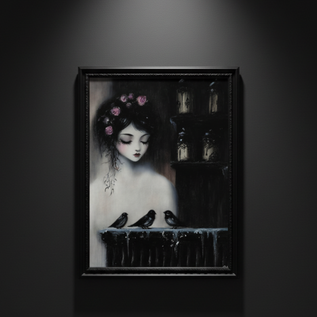 The Crow's Lament | Gothic Romantic Fine Art Paper Print artwork image