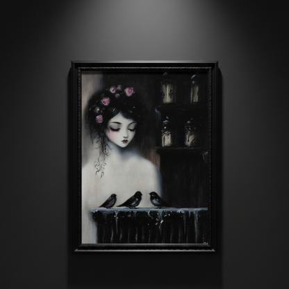 The Crow's Lament | Gothic Romantic Fine Art Paper Print artwork image