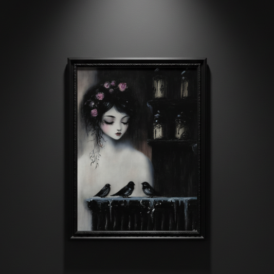 The Crow's Lament | Gothic Romantic Fine Art Paper Print artwork image