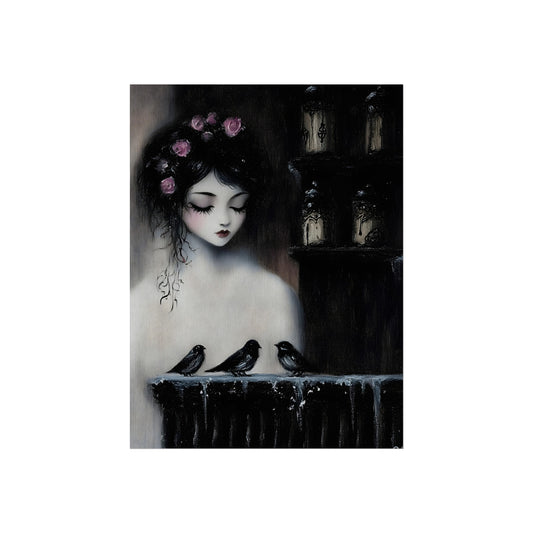 The Crow's Lament gothic romantic fine art paper print artwork