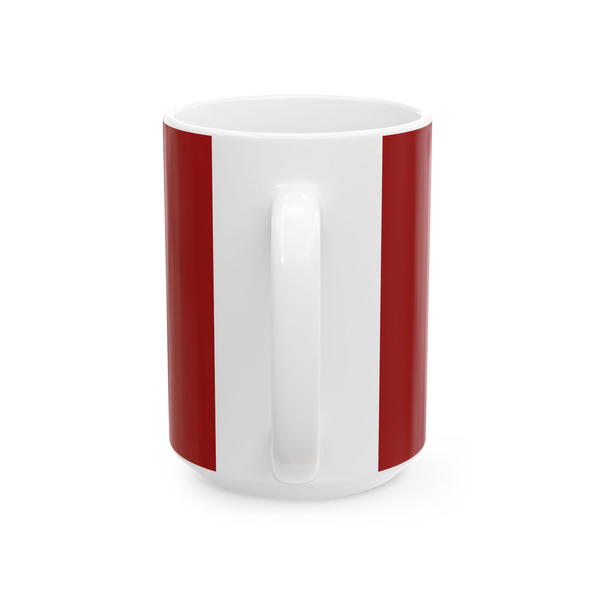 Funny coffee mug printed with "THE CUP KNOWS MORE THAN MY THERAPIST", 15 oz size, back view showing the handle