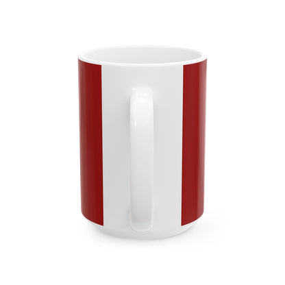 Funny coffee mug printed with "THE CUP KNOWS MORE THAN MY THERAPIST", 15 oz size, back view showing the handle