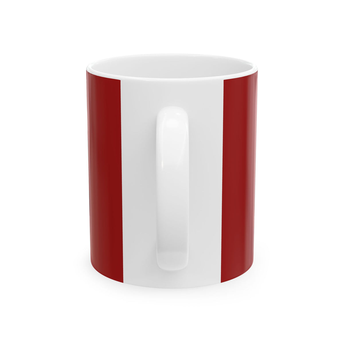 Funny coffee mug printed with "THE CUP KNOWS MORE THAN MY THERAPIST", back view showing the handle