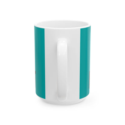Funny coffee mug printed with "THE ECONOMY RECOVERED NOBODY TOLD MY WALLET", 15 oz size, back view showing the handle