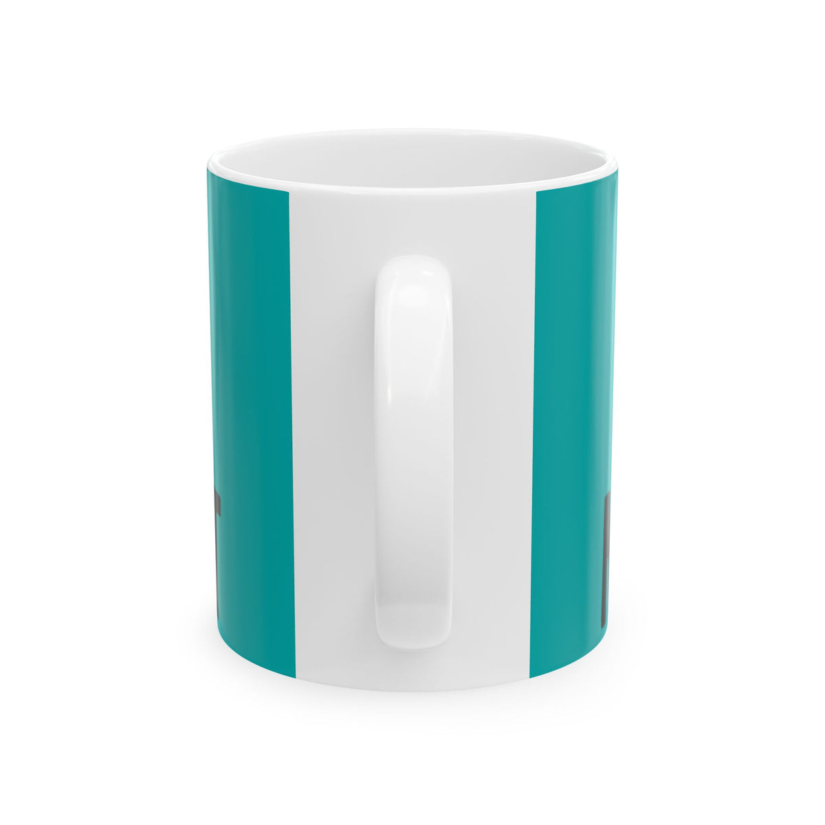 Funny coffee mug printed with "THE ECONOMY RECOVERED NOBODY TOLD MY WALLET", back view showing the handle
