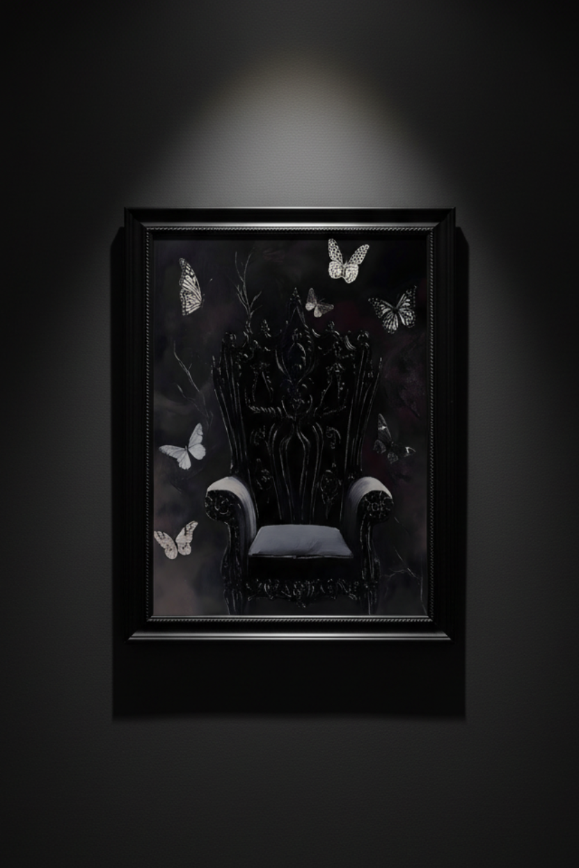 The Empty Throne gothic chair and butterflies fine art artwork