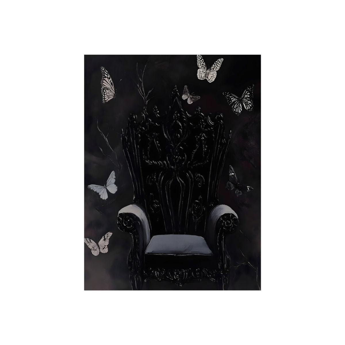 The Empty Throne gothic chair and butterflies fine art poster