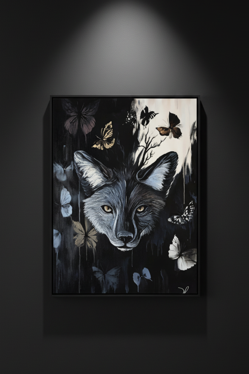 The Garden Fox fox flowers and butterflies fine art artwork