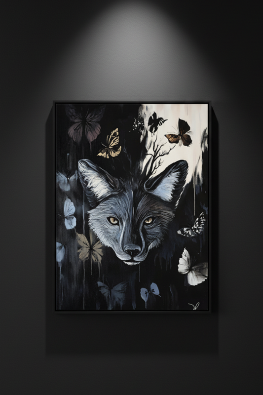 The Garden Fox fox flowers and butterflies fine art artwork