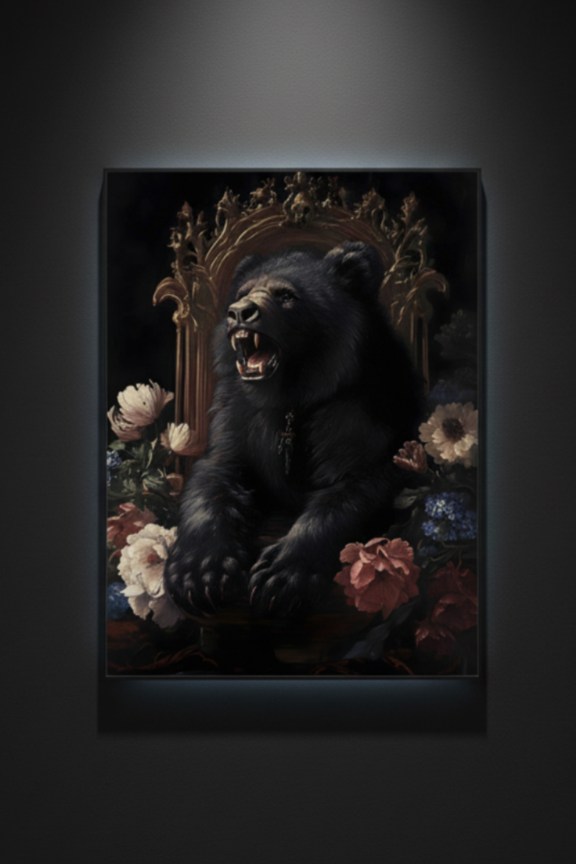 The Garden Guest bear and flowers fine art artwork