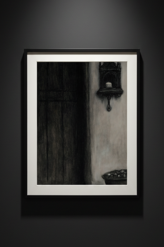 The Last Lit Door | Gothic Architecture Fine Art Paper Print artwork image