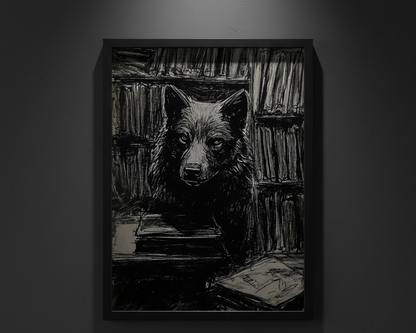 The Librarian Wolf, art print