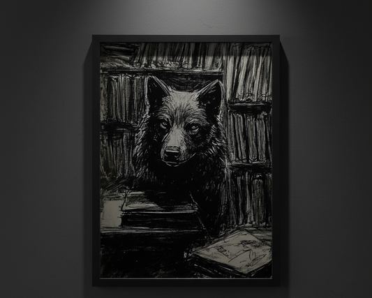 The Librarian Wolf, art print