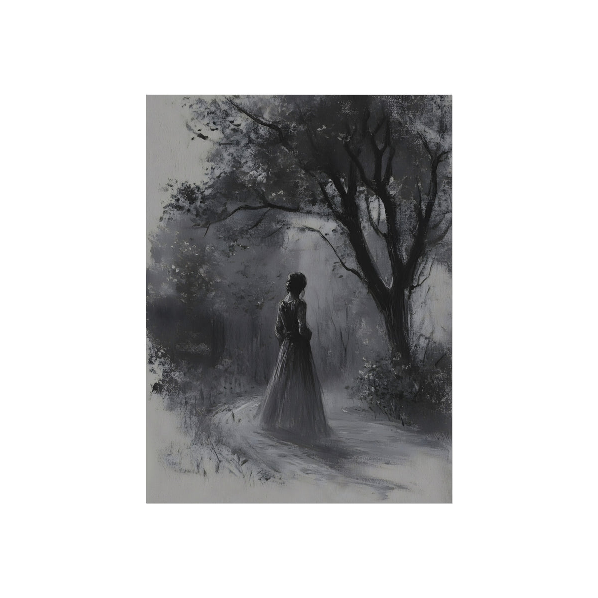 The Mist Path gothic woman on a misty forest path fine art print