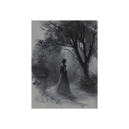 The Mist Path gothic woman on a misty forest path fine art print