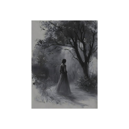 The Mist Path monochrome gothic wall art shown in an interior mockup
