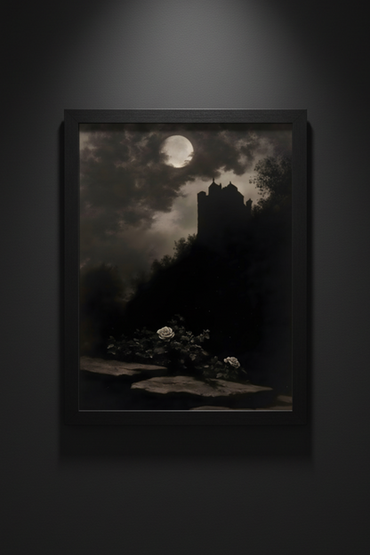 The Moonlit Citadel | Gothic Landscape Fine Art Paper Print artwork image