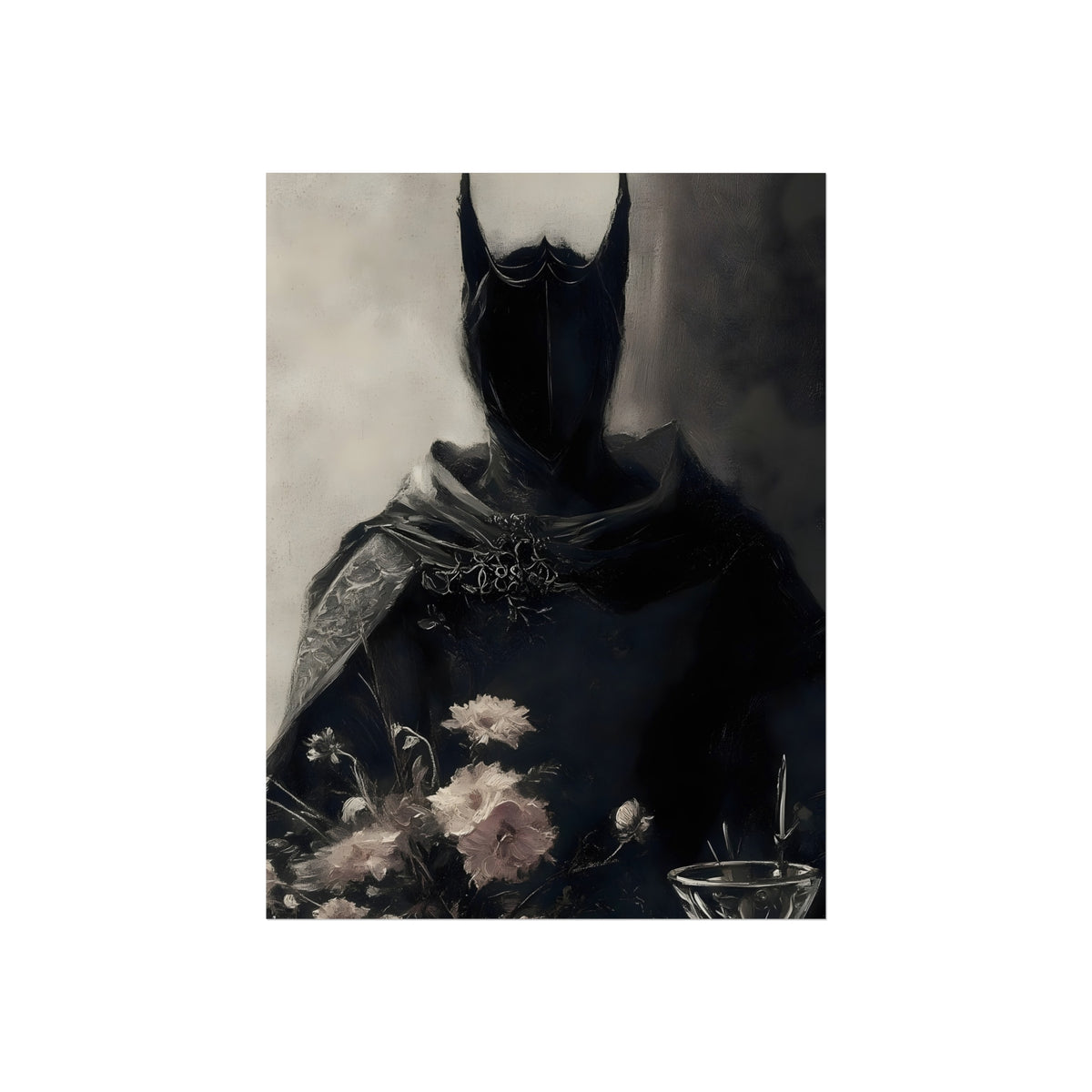 The Night Gardener gothic man with pink flowers fine art poster