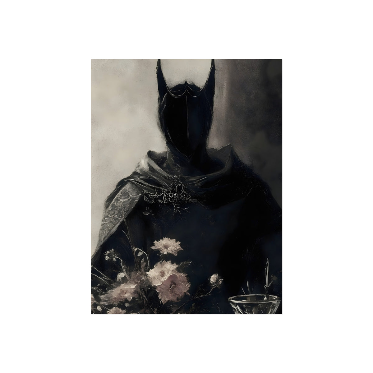 The Night Gardener gothic man with pink flowers fine art poster
