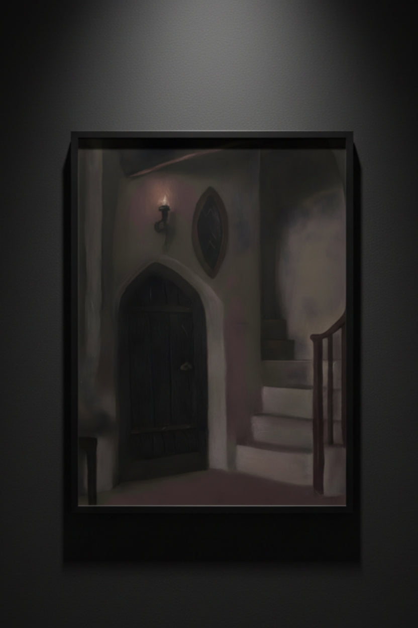 The Unlit Stair | Gothic Interior Fine Art Paper Print artwork