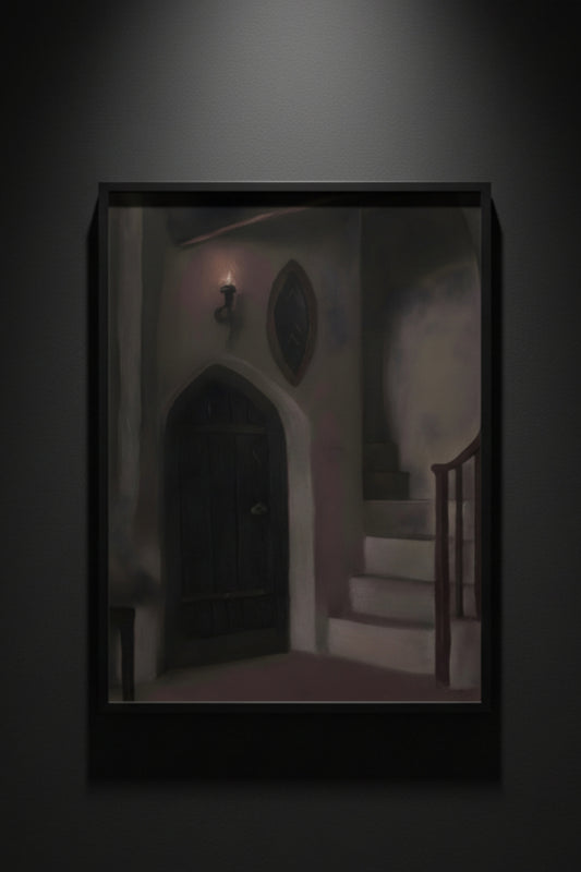 The Unlit Stair | Gothic Interior Fine Art Paper Print artwork