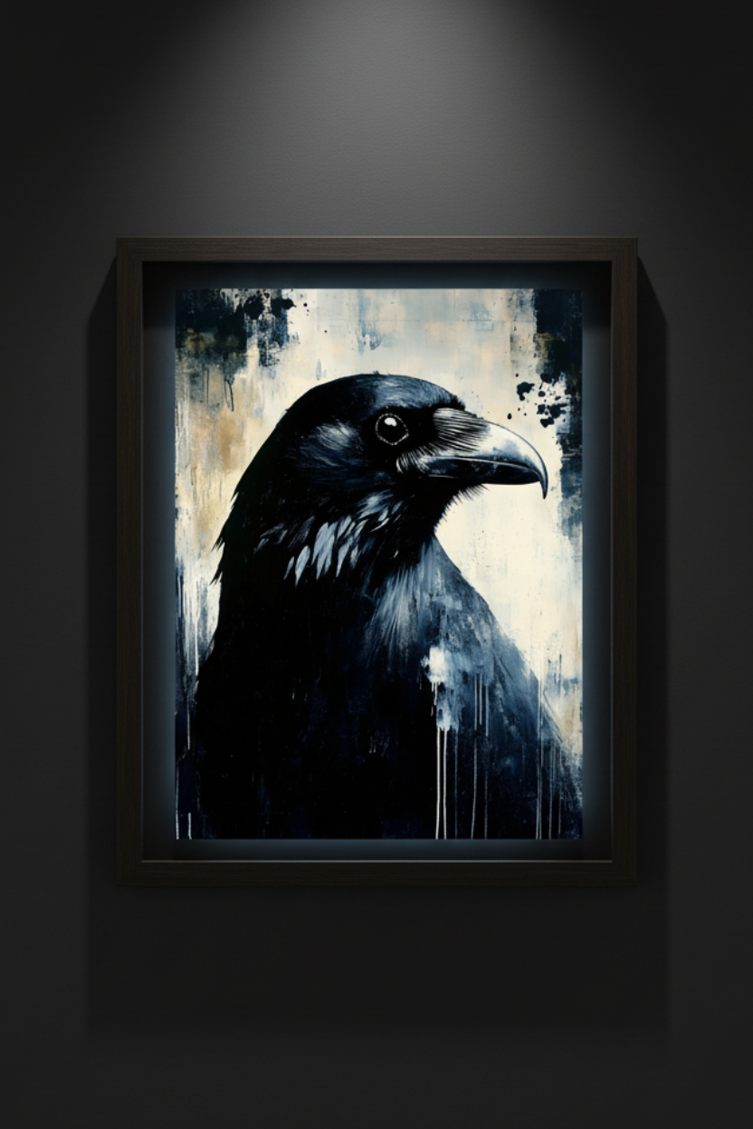 The Watcher gothic raven portrait fine art artwork