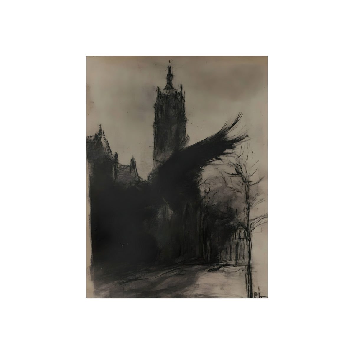 The Winged Cathedral gothic architecture fine art paper print artwork