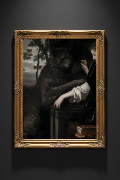 The Wolf's Audience | Baroque Portrait Fine Art Paper Print artwork image