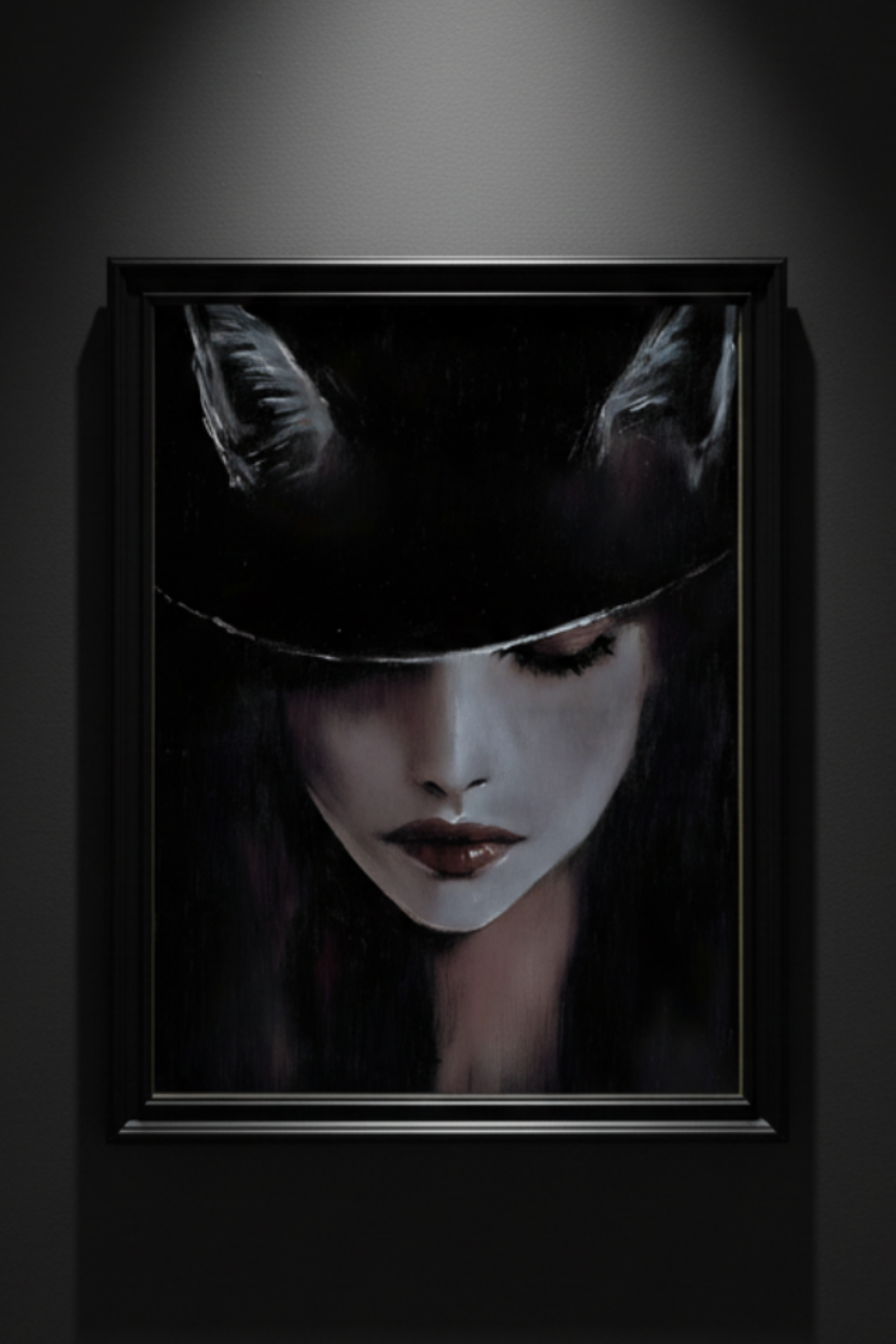 The Woman in the Hat | Gothic Portrait Fine Art Paper Print artwork image