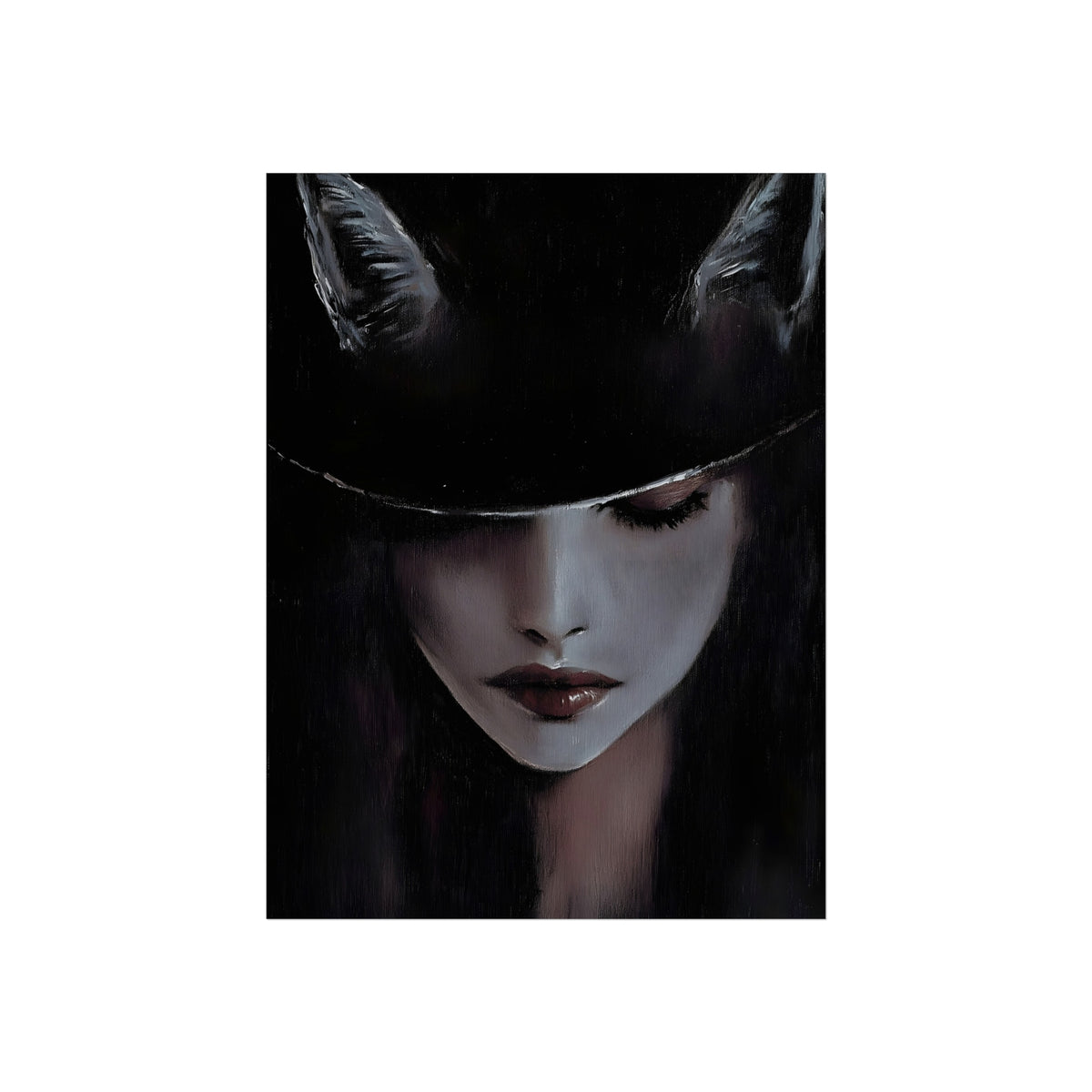 The Woman in the Hat | Gothic Portrait Fine Art Paper Print fine art paper print mockup