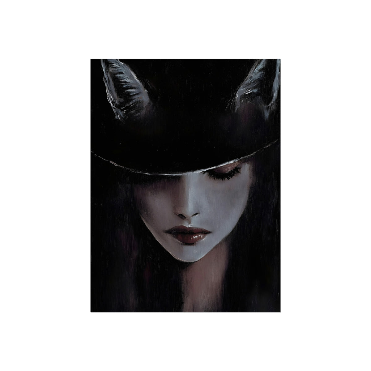 The Woman in the Hat | Gothic Portrait Fine Art Paper Print framed display mockup