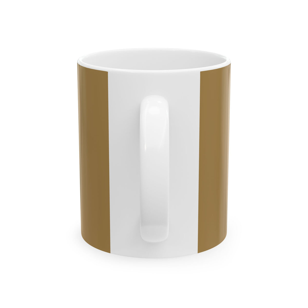 Funny coffee mug printed with "THIS CUP KNOWS ME BETTER THAN MY WIFE", back view showing the handle