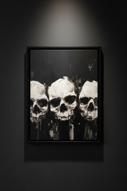 Three Skulls in Shadow, art print