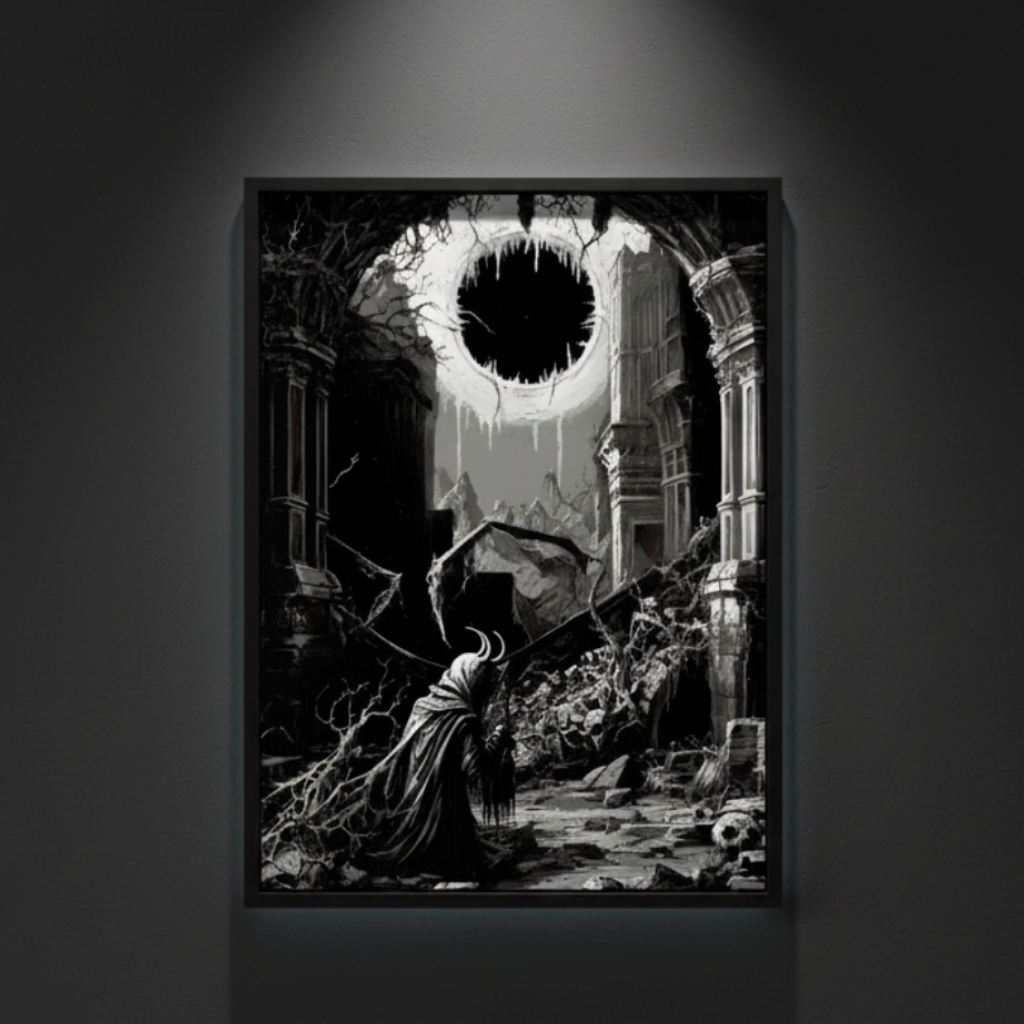 Throne of Ash apocalyptic gothic dark fantasy fine art artwork