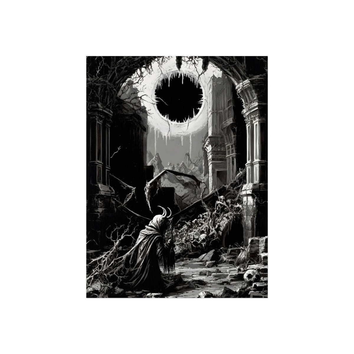 Throne of Ash apocalyptic gothic dark fantasy fine art poster