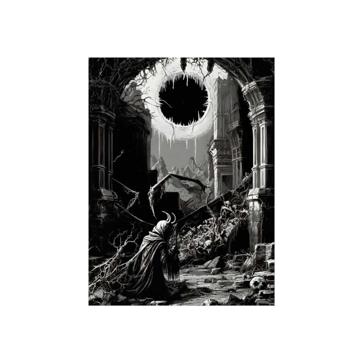 Throne of Ash apocalyptic gothic dark fantasy fine art poster