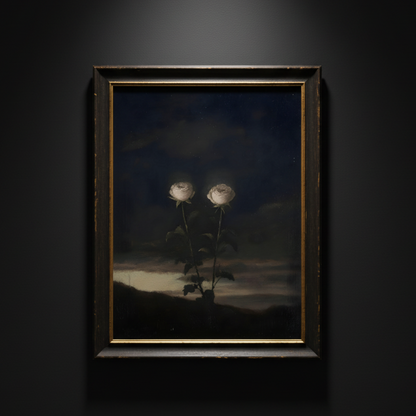 Two Roses at Night, art print