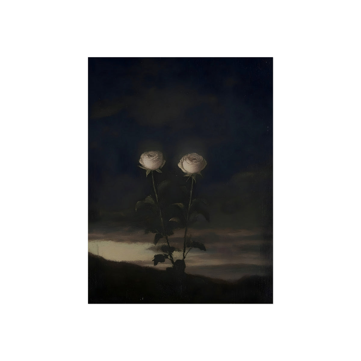 Two Roses at Night, art print, view 2