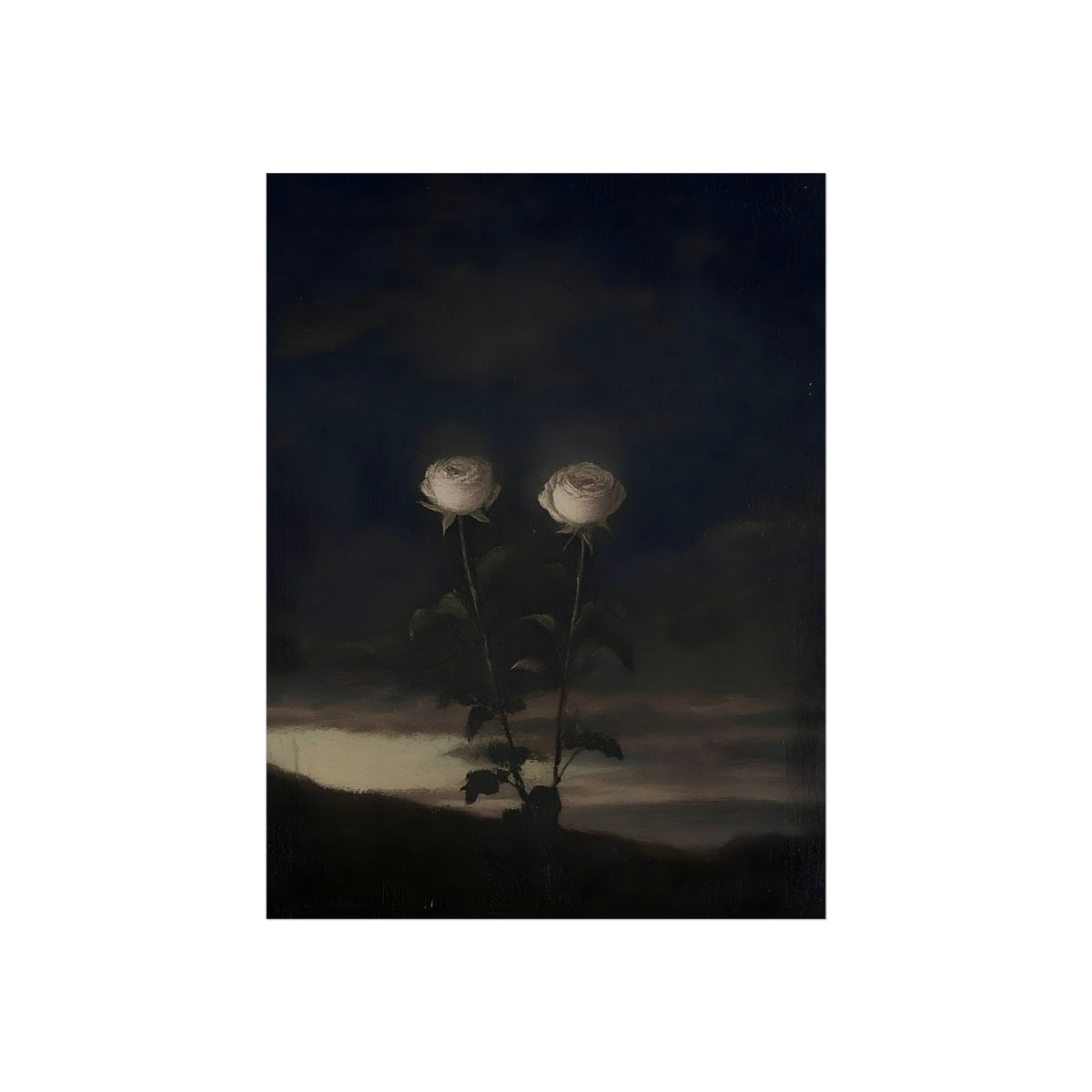 Two Roses at Night, art print, view 3