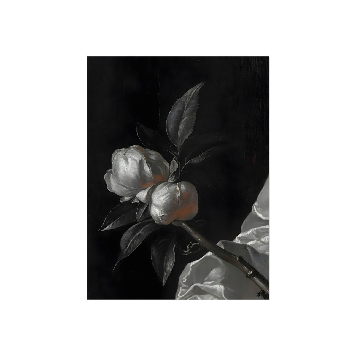 Two White Roses, art print, view 2